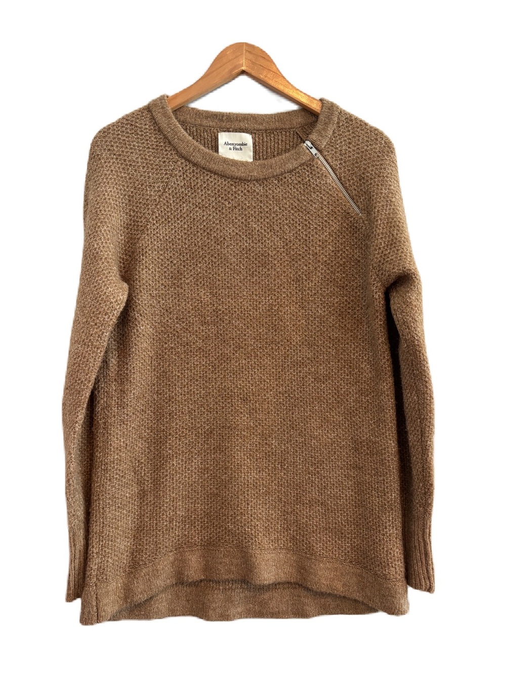 Abercrombie & Fitch Women's Brown Zip-Accent Knit Sweater Size M